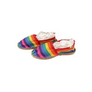 Retro Boho Women Fashion Flats Stripes Rainbow ART OF SOULE Shoes Size 6.5